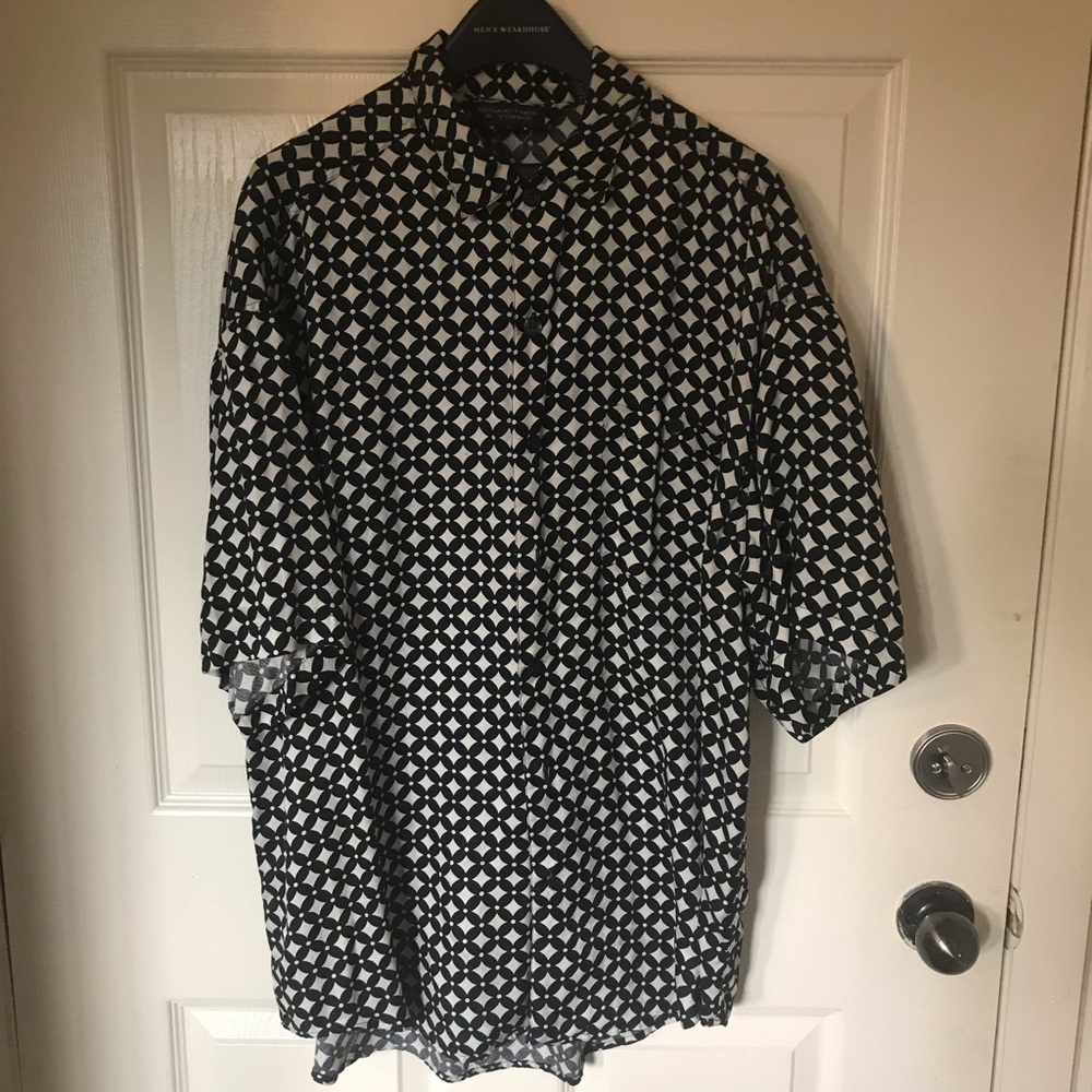 Roundtree & Yorke Silk Geometric Pattern Shirt